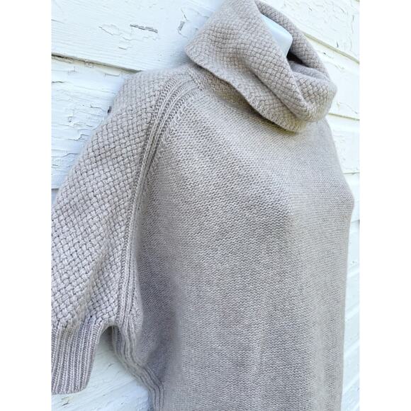 Mia Mai Wool Cashmere Sweater Womens S Beige Tan Basket Weave Short Sleeve - Picture 2 of 7